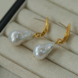 Willow Leaf Baroque Pearl Drop Earrings - Gembea Jewelry