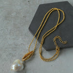 Willow Leaf Baroque Pearl Pendant Necklace - Gembea Jewelry