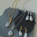 Willow Leaf Baroque Pearl Pendant Necklace - Gembea Jewelry