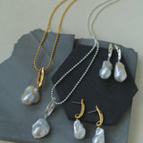 Willow Leaf Baroque Pearl Pendant Necklace - Gembea Jewelry