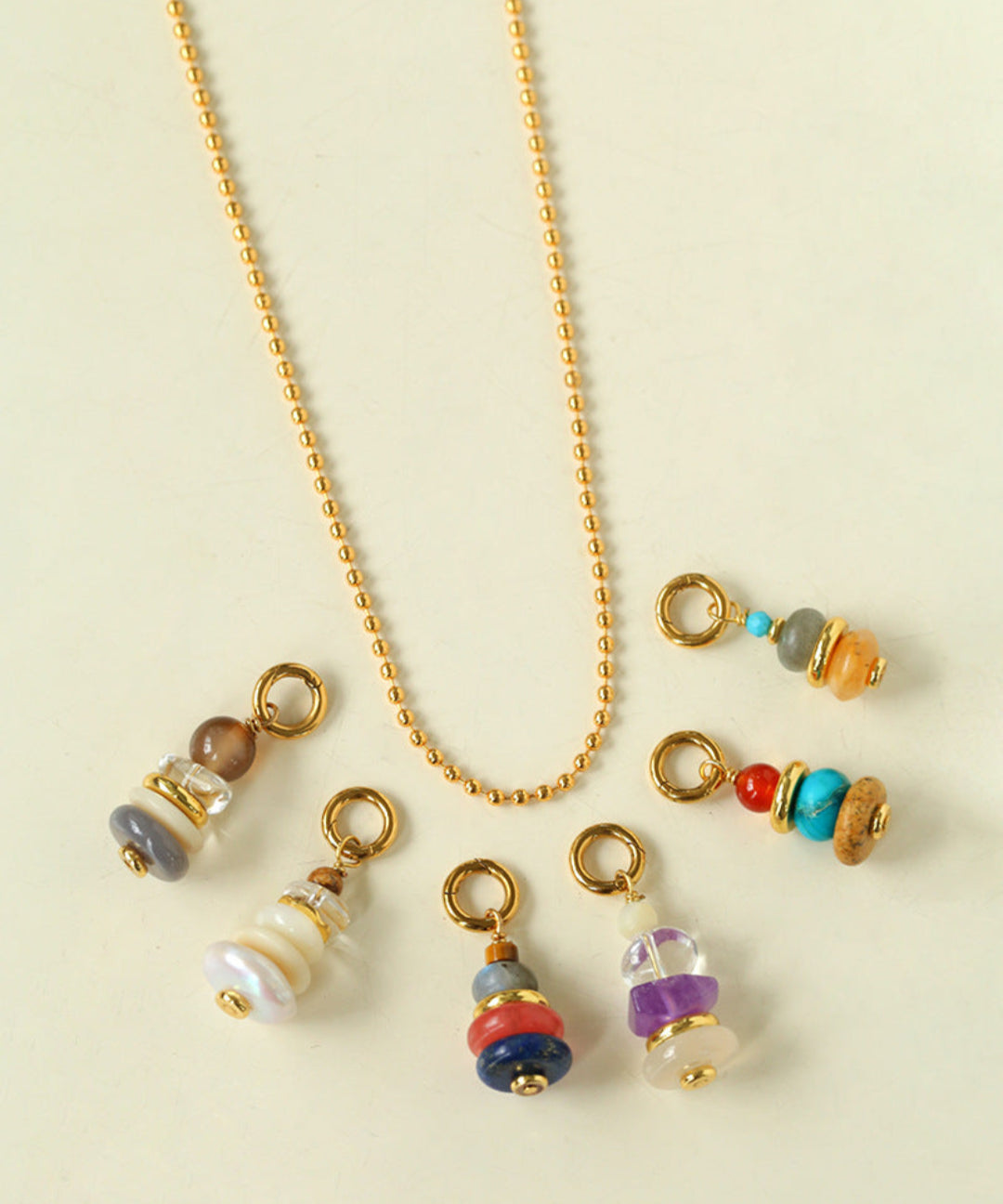 Wish Tower Series Natural Stone Beaded Pendant Necklace gembea jewelry
