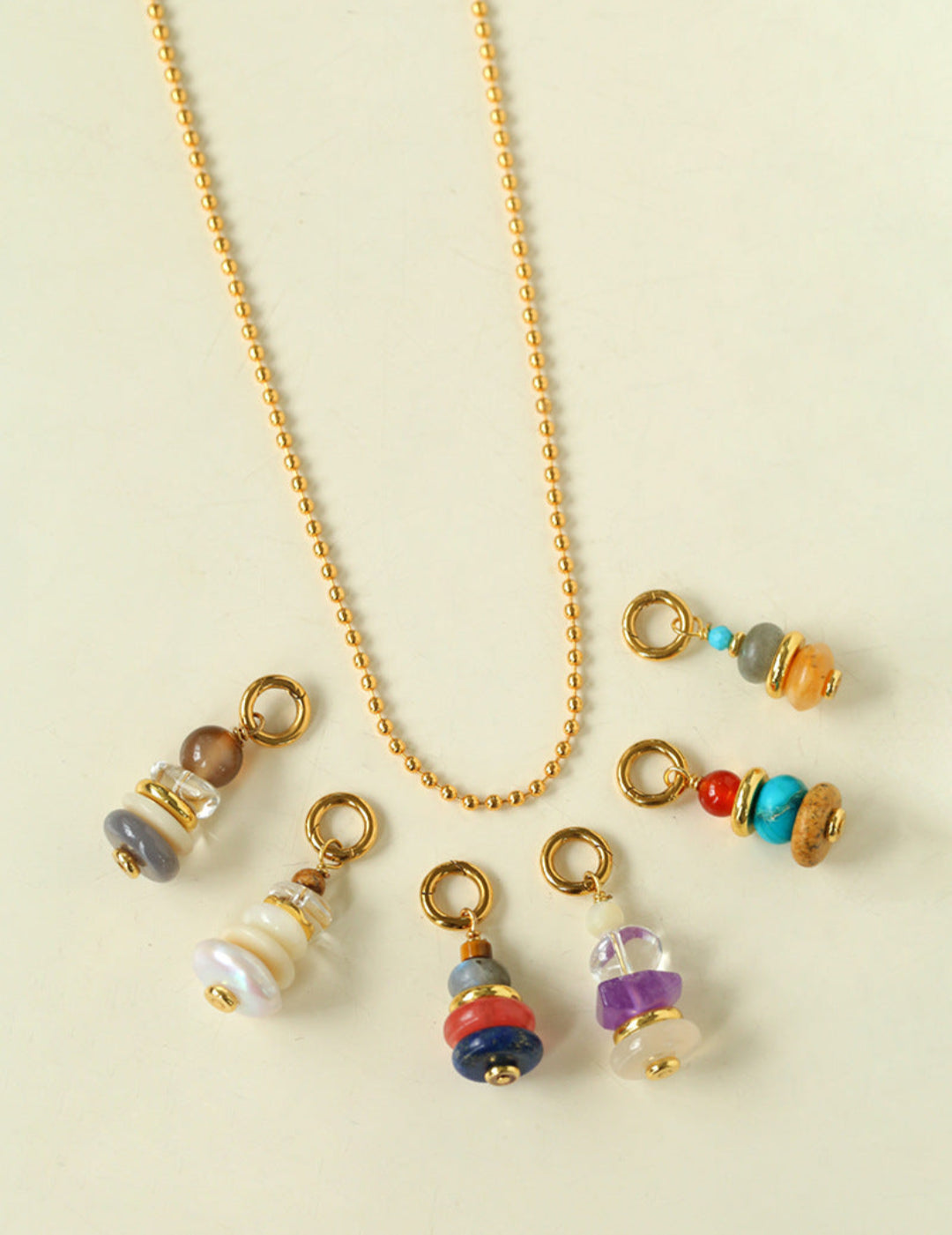 Wish Tower Series Natural Stone Beaded Pendant Necklace gembea jewelry