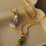 Wish Tower Series Natural Stone Beaded Pendant Necklace gembea jewelry