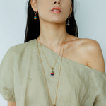 Wish Tower Series Natural Stone Beaded Pendant Necklace gembea jewelry