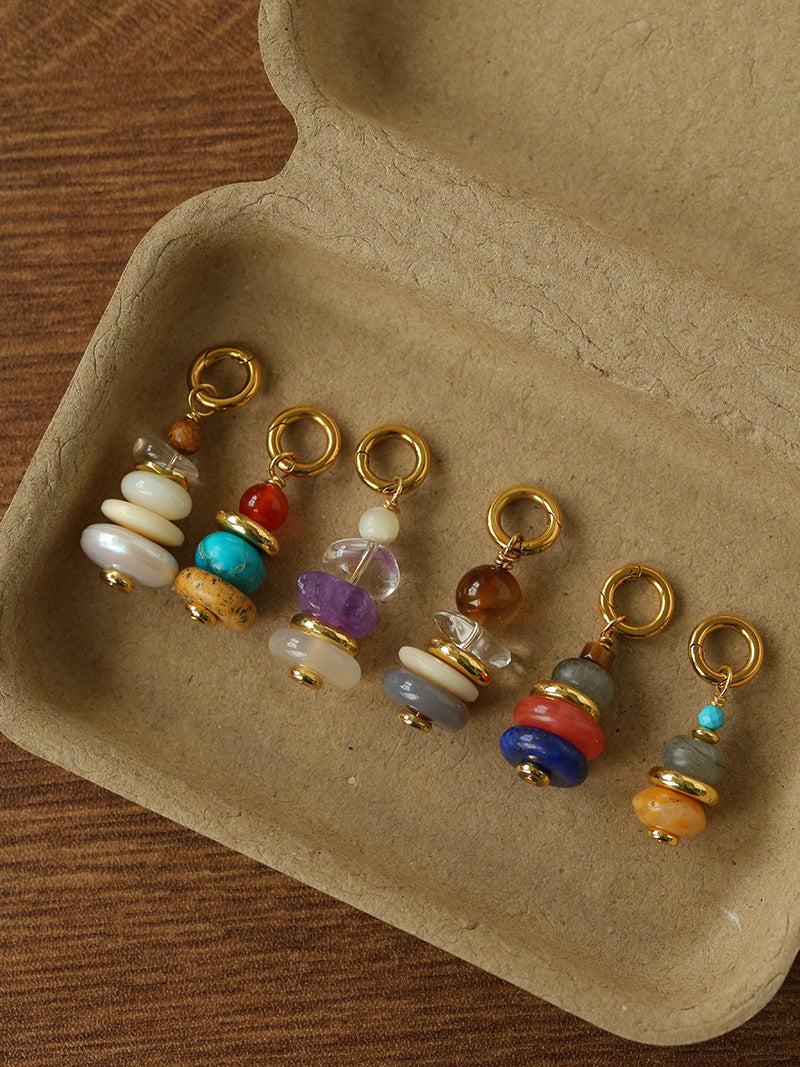 Wish Tower Series Natural Stone Beaded Pendant Necklace gembea jewelry