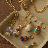 Wish Tower Series Natural Stone Beaded Pendant Necklace gembea jewelry