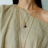 Wish Tower Series Natural Stone Beaded Pendant Necklace gembea jewelry