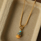 Wish Tower Series Natural Stone Beaded Pendant Necklace gembea jewelry