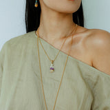 Wish Tower Series Natural Stone Beaded Pendant Necklace gembea jewelry