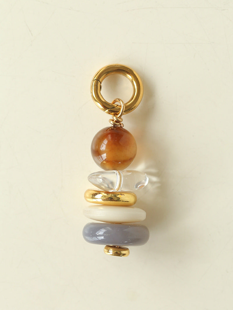 Wish Tower Series Natural Stone Beaded Pendant Necklace gembea jewelry