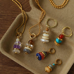 Wish Tower Series Natural Stone Beaded Pendant Necklace gembea jewelry