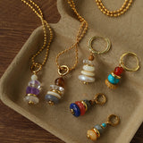 Wish Tower Series Natural Stone Beaded Pendant Necklace gembea jewelry