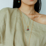 Wish Tower Series Natural Stone Beaded Pendant Necklace gembea jewelry