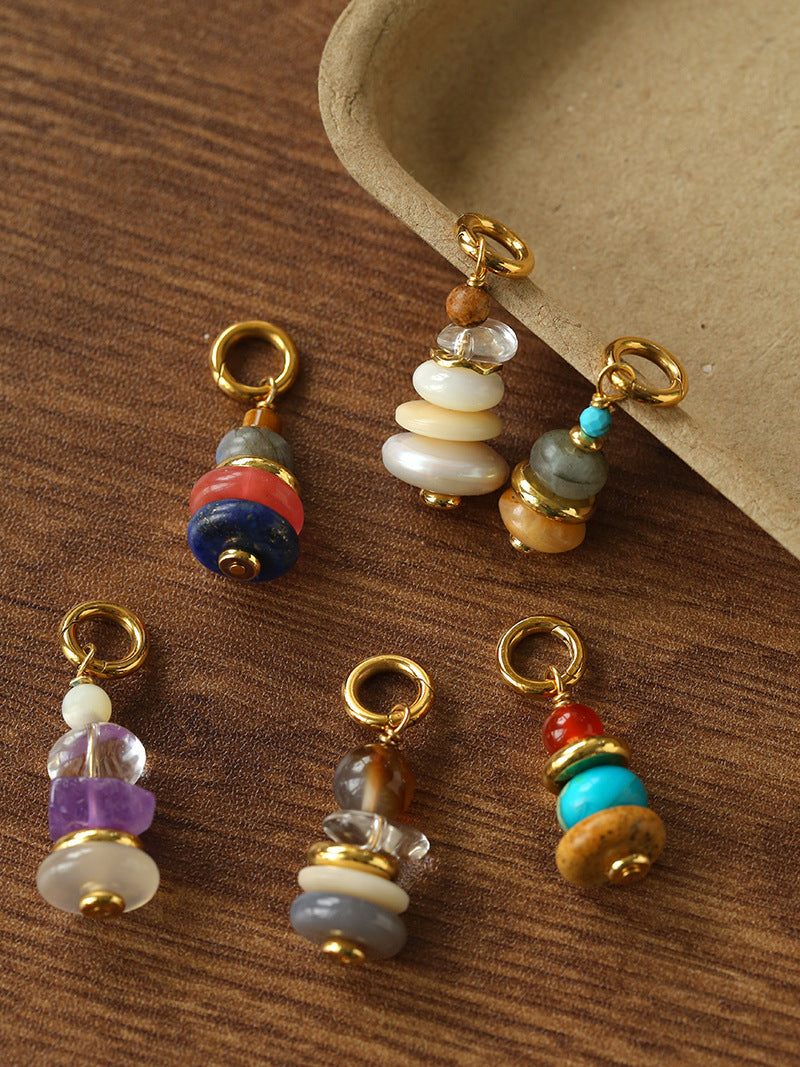 Wish Tower Series Natural Stone Beaded Pendant Necklace gembea jewelry