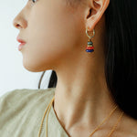 Wish Tower Series Natural Stone Drop Hoop Earrings gembea jewelry-