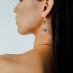 Wish Tower Series Natural Stone Drop Hoop Earrings gembea jewelry-
