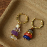 Wish Tower Series Natural Stone Drop Hoop Earrings gembea jewelry-