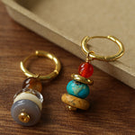 Wish Tower Series Natural Stone Drop Hoop Earrings gembea jewelry-