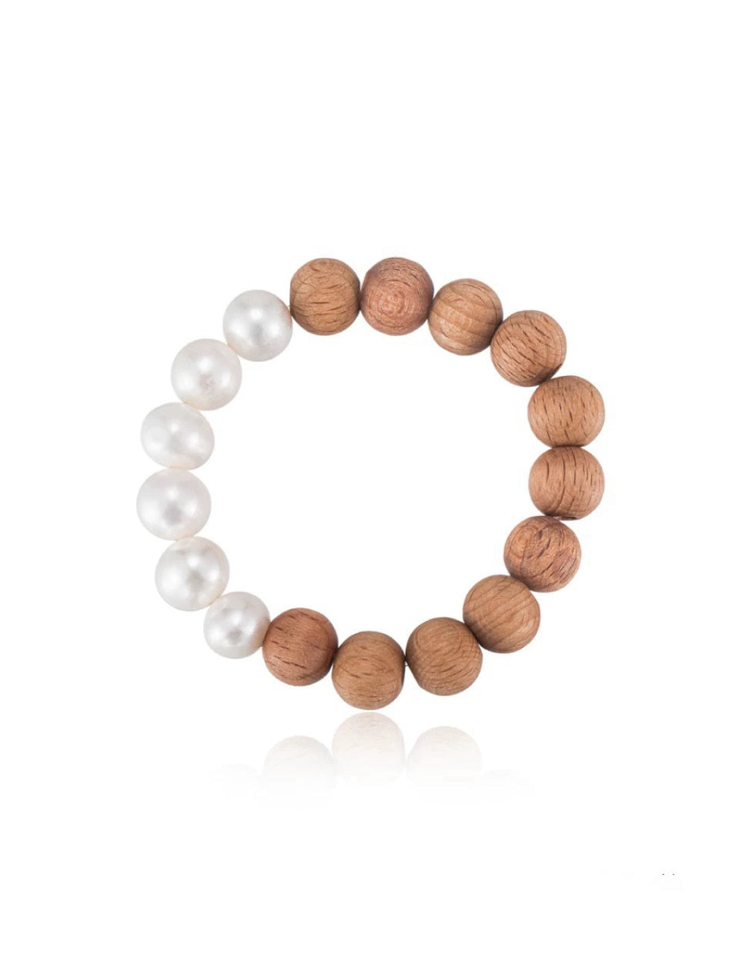 Wood Grain Bead Baroque Pearl Bracelet gembea jewelry
