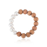 Wood Grain Bead Baroque Pearl Bracelet gembea jewelry