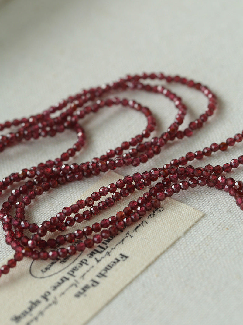 Y-Shaped Braided Tie Gold Ore Garnet Bead Necklace gembea jewelry