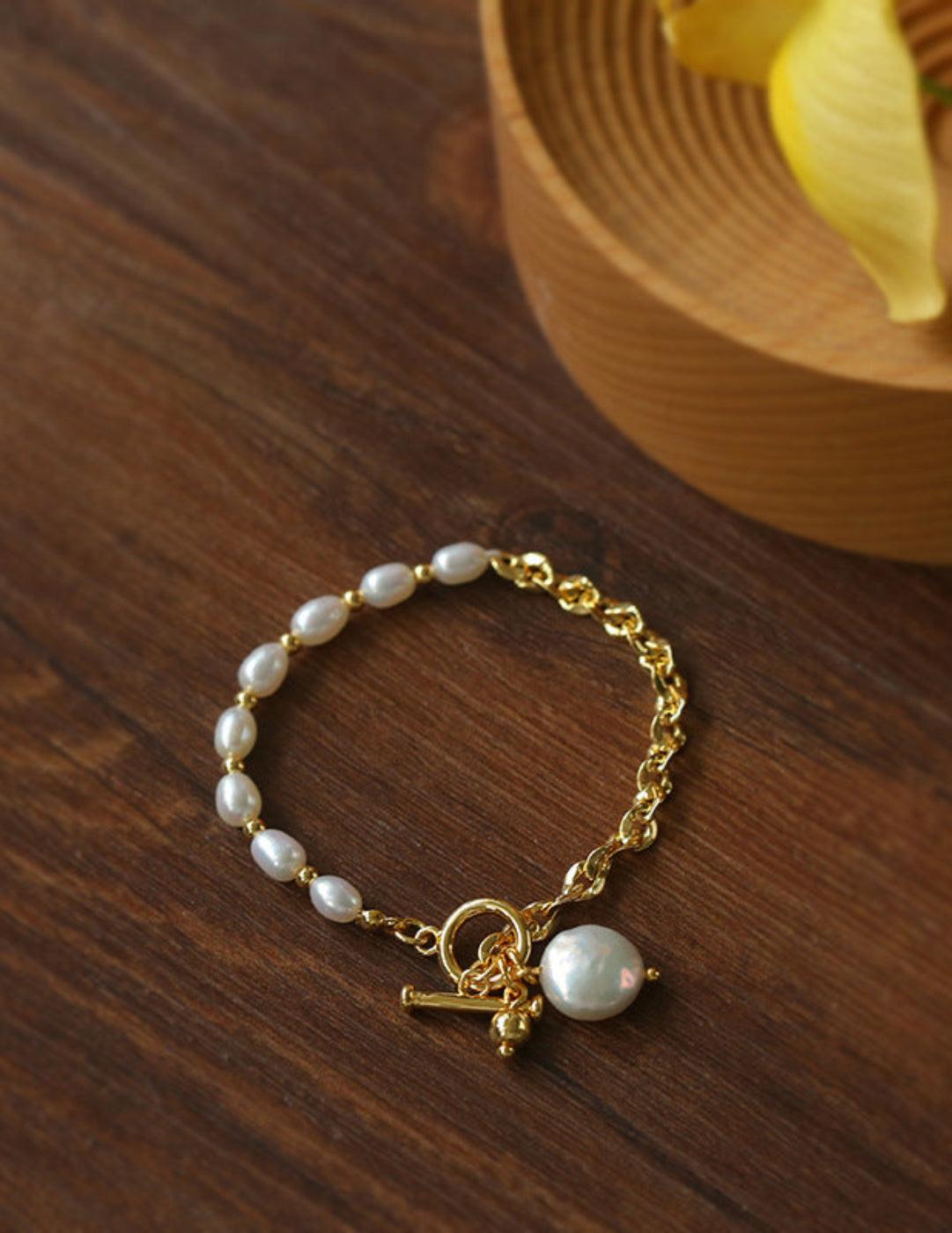Y-shape Spliced Chain Pearl Bracelet - Gembea Jewelry