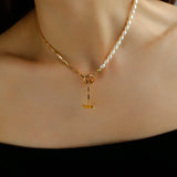 Gembea Jewelry Y-shaped Pearl Chain Necklace