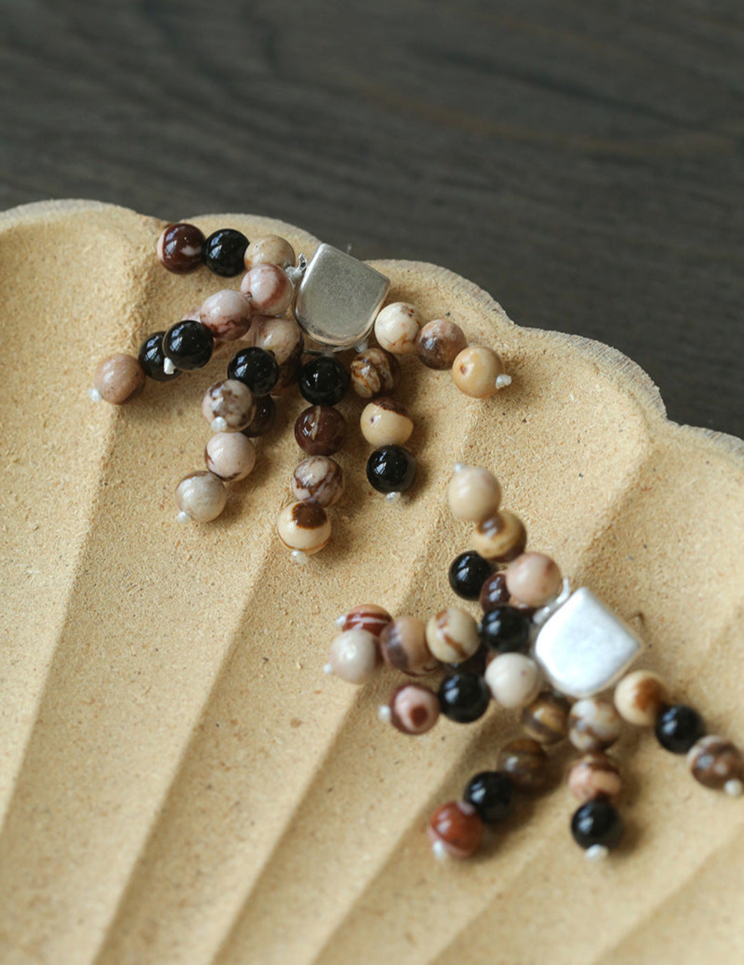 Zebra Stone Tassel Drop Earrings gembea jewelry