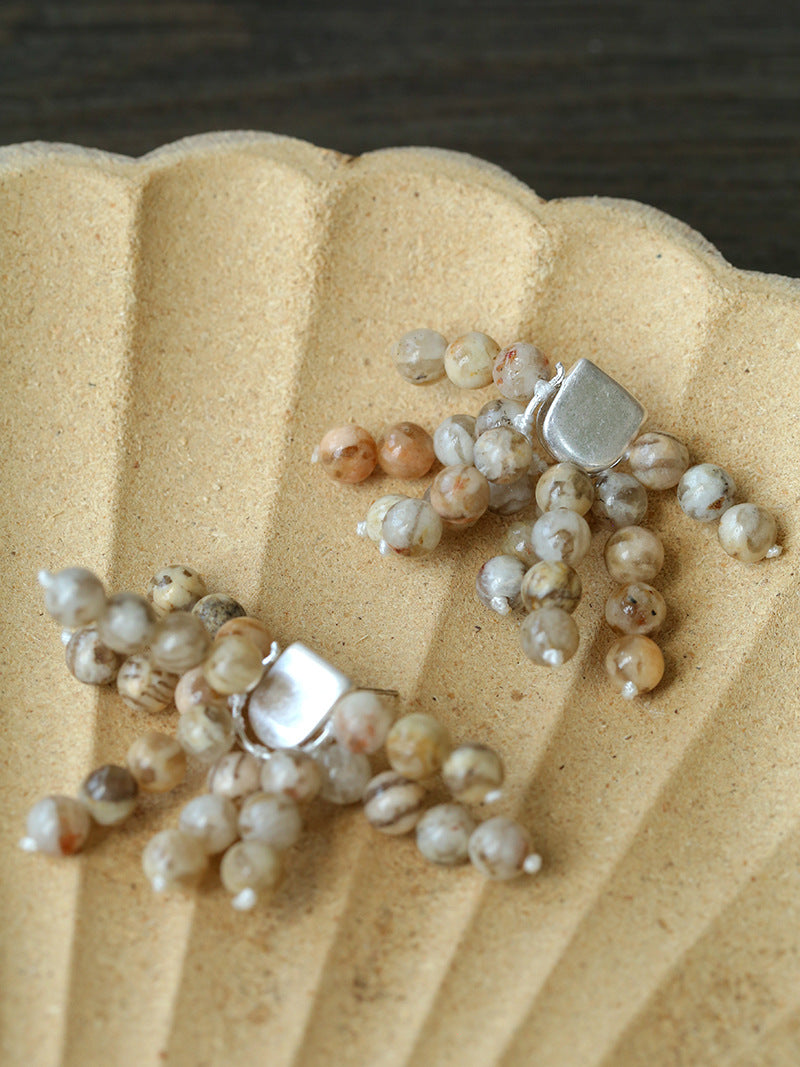 Zebra Stone Tassel Drop Earrings gembea jewelry