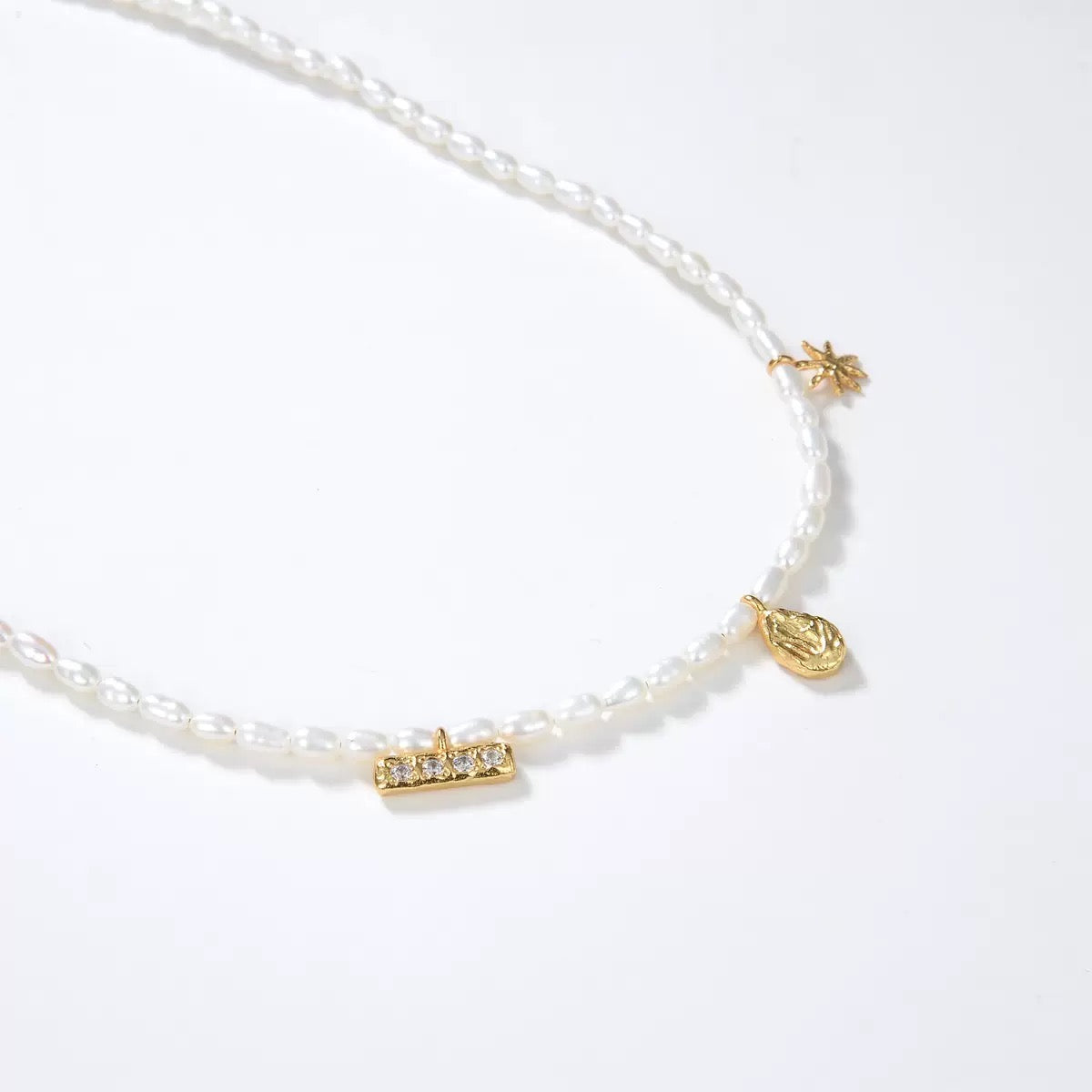 Zircon Natural Pearl Beaded Choker Necklace GEMBEA JEWELRY