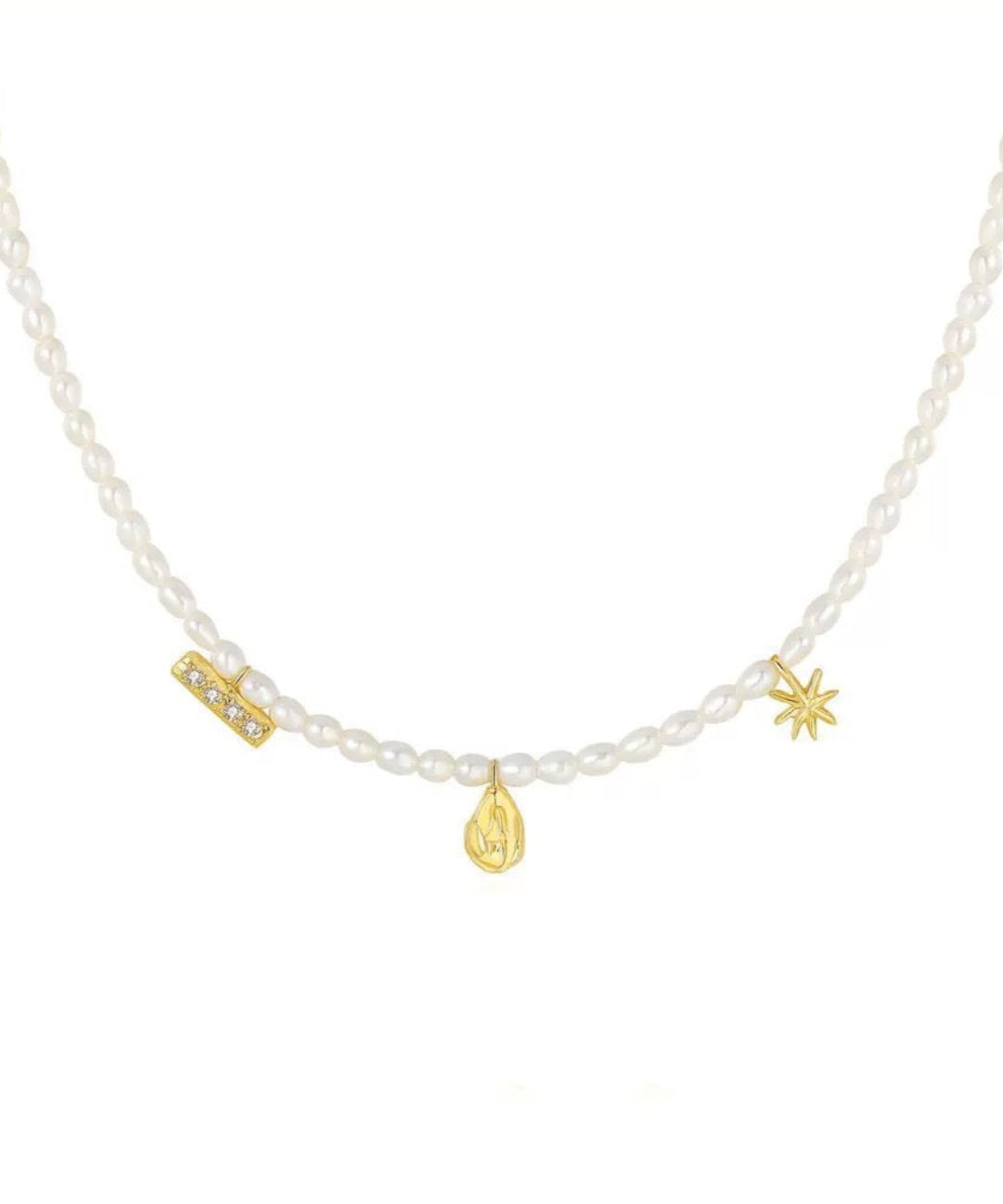 Zircon Natural Pearl Beaded Choker Necklace GEMBEA JEWELRY