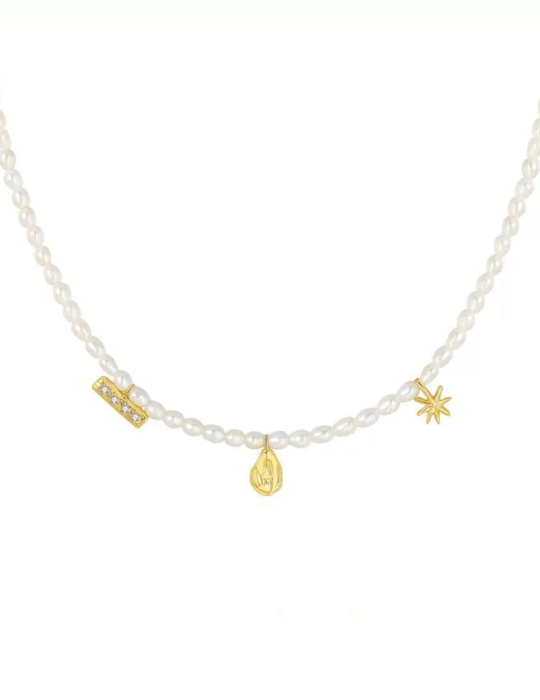 Zircon Natural Pearl Beaded Choker Necklace GEMBEA JEWELRY