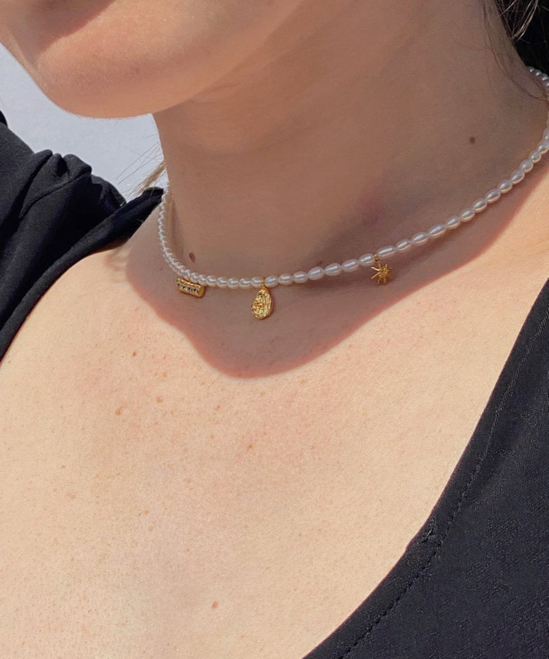Zircon Natural Pearl Beaded Choker Necklace GEMBEA JEWELRY