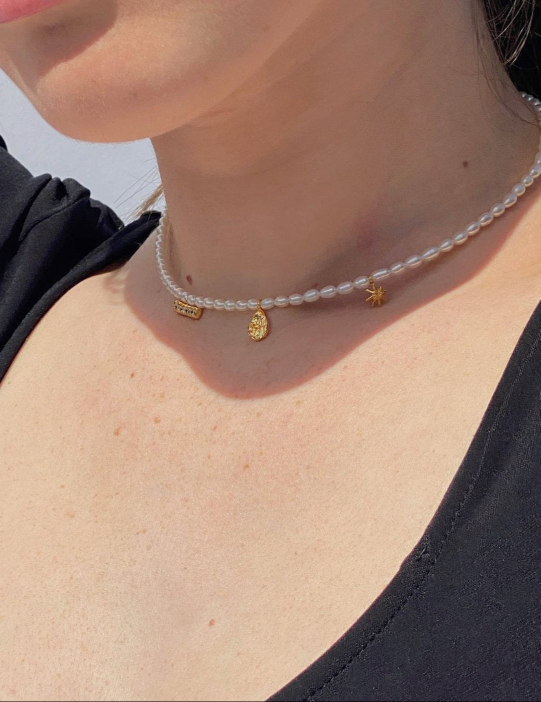 Zircon Natural Pearl Beaded Choker Necklace GEMBEA JEWELRY