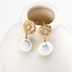 Zircon and Freshwater Pearls Pendant Earrings - Gembea Jewelry