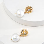 Zircon and Freshwater Pearls Pendant Earrings - Gembea Jewelry