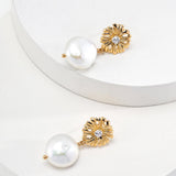 Zircon and Freshwater Pearls Pendant Earrings - Gembea Jewelry