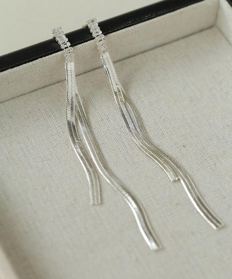 Zircon Metal Long Drop Earrings - Gembea Jewelry