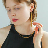 Zircon Metal Long Drop Earrings - Gembea Jewelry