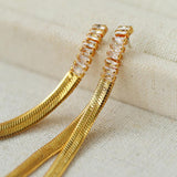 Zircon Metal Long Drop Earrings - Gembea Jewelry