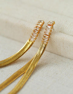 Zircon Metal Long Drop Earrings - Gembea Jewelry
