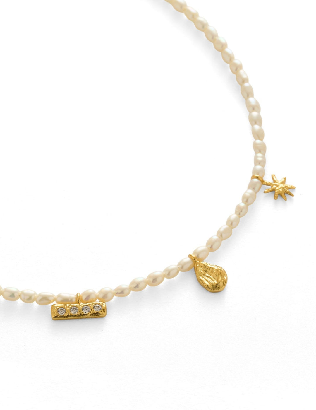 Zircon Natural Pearl Beaded Choker Necklace gembea jewelry