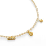 Zircon Natural Pearl Beaded Choker Necklace gembea jewelry
