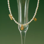 Zircon Natural Pearl Beaded Choker Necklace gembea jewelry