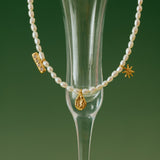 Zircon Natural Pearl Beaded Choker Necklace gembea jewelry