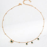 Glossy Zircon and Peacock Stone Pendant Necklace Gembea - Gembea Jewelry