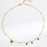 Glossy Zircon and Peacock Stone Pendant Necklace Gembea - Gembea Jewelry