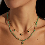 Glossy Zircon and Peacock Stone Pendant Necklace Gembea - Gembea Jewelry