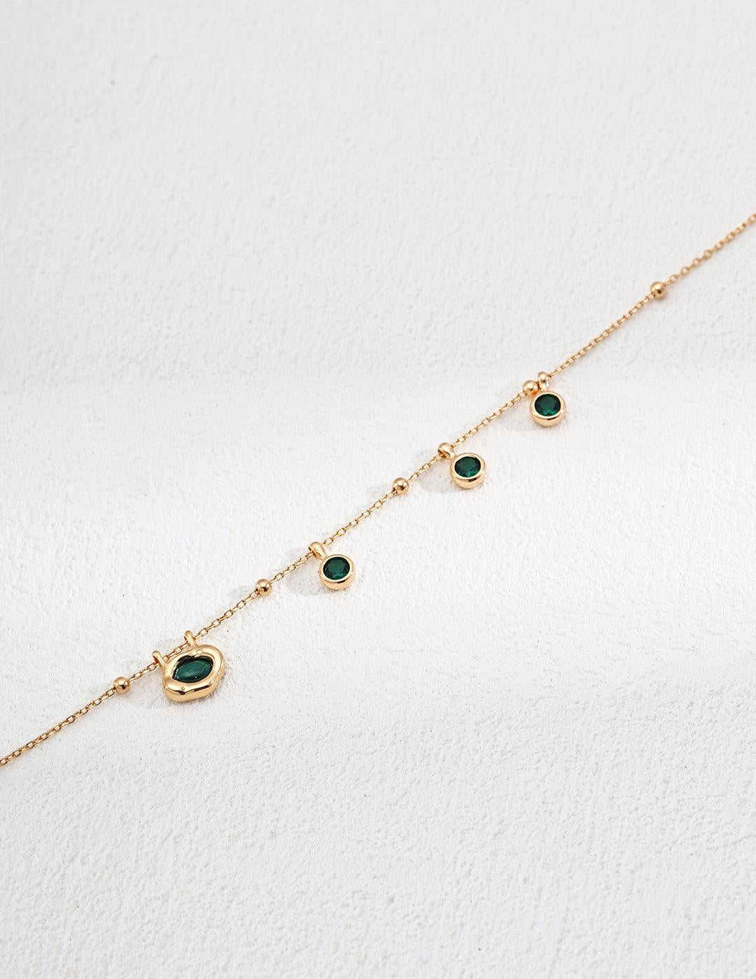Glossy Zircon and Peacock Stone Pendant Necklace Gembea - Gembea Jewelry