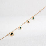 Glossy Zircon and Peacock Stone Pendant Necklace Gembea - Gembea Jewelry
